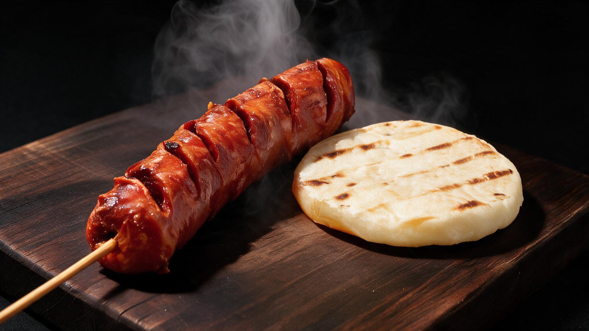 Chorizo con arepa